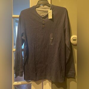 New w tag- Men’s Club Room blue Henley. Large.
